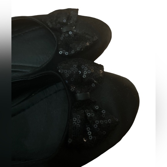 A.Co black satin flats with sequins Bow size 7 - Picture 4 of 4